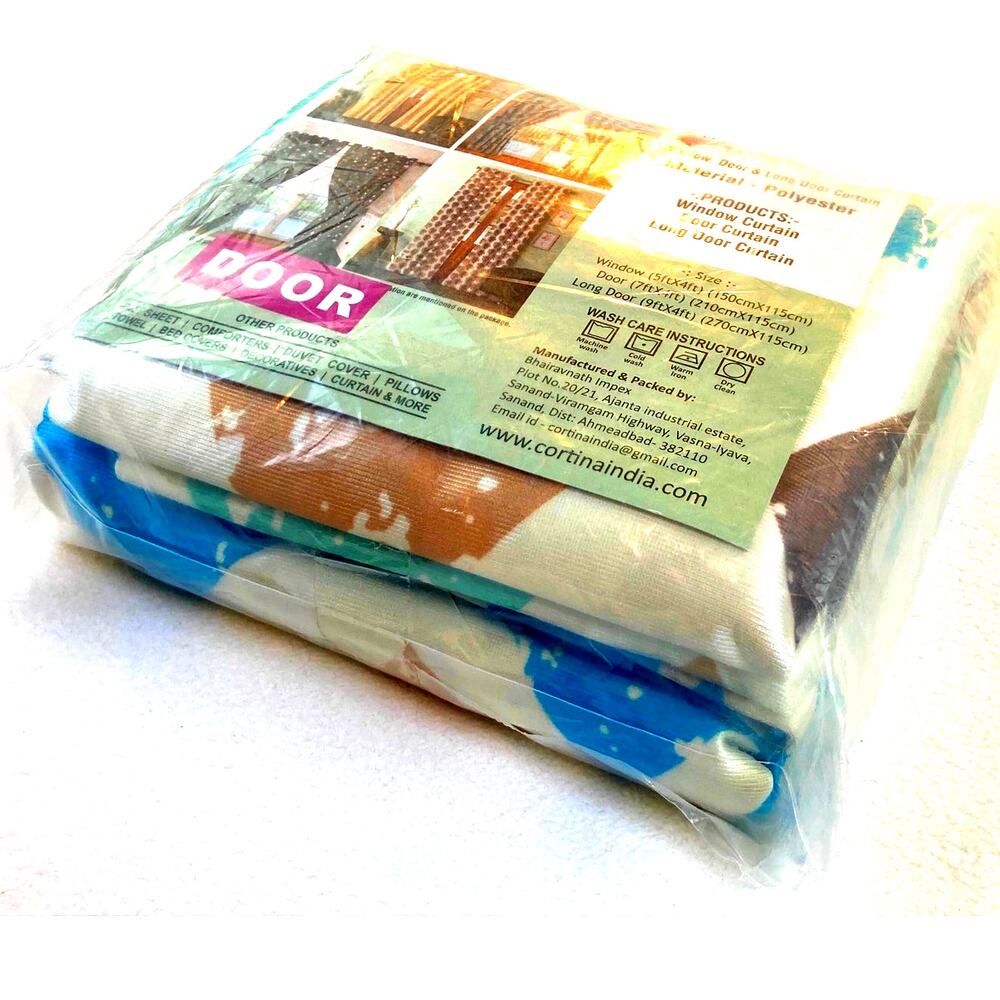 Cortina Door Long Curtain Multicolor Pattern Ring Top  NWT